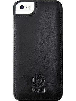 BUGATTI ΘΗΚΗ IPHONE SE/5S FACEPLATE CLIP ON COVER LEATHER BLACK