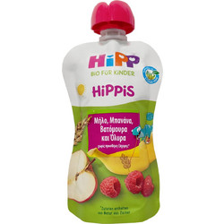 Hipp Hippies Βιολογικό Βρεφικό Ρόφημα Φρουτοπολτός Μήλο Μπανάνα Βατόμουρο & Όλυρα Χωρίς Ζάχαρη 12m+ 100gr