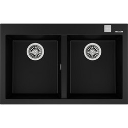 Teka Forsquare 2C 790 TG Ένθετος Νεροχύτης Γρανίτη Black 79x50cm