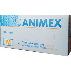 Animex Εξεταστικά Γάντια Λάτεξ Λευκά χωρίς Πούδρα 100τμχ