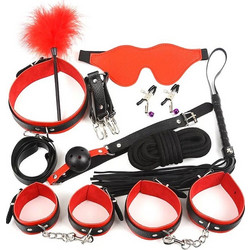 Aria Trade Fetish Erotic BDSM Set Μαύρο Κόκκινο 11τμχ