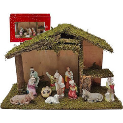 Xmasfest Φάτνη Ξύλινη Πολύ Μεγάλη 11 Φιγούρες 37x24cm 113938