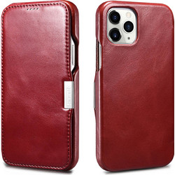 iCarer Vintage Series Side-Open Δερμάτινη Θήκη Apple iPhone 12 Pro Max - Red (RIX1211-RD)