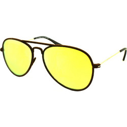 LAK 8420BR Γυαλιά Ηλίου Aviator Μεταλλικά Καφέ με Κίτρινο Καθρέπτη Φακό