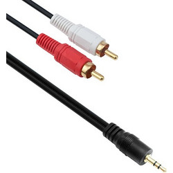 Detech Cable Jack 3.5MM To 2X Male RCA 1.5M Black