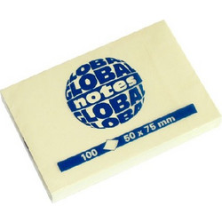 Global Notes - Αυτοκόλλητα Χαρτάκια Κίτρινα 50x75mm 100 Φύλλα 3656-01