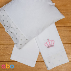Abo Σετ Βρεφικά Σεντόνια Λίκνου Βαμβακερά 75x100 Queens Crown White/Pink