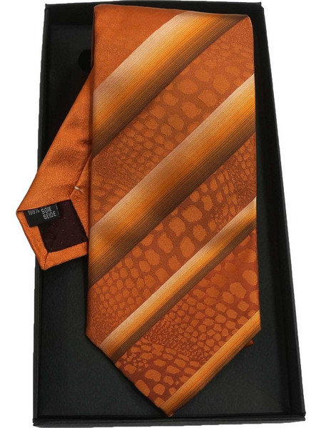 MAKIS TSELIOS Μεταξωτή γραβάτα 8,5 cm ekai-orange...
