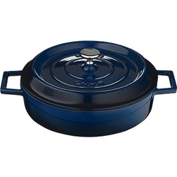 Lava Blue Μαντεμένια Κατσαρόλα Πλακερό Εμαγιέ Επίστρωση 24cm