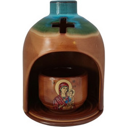 Καντήλι Ναός Μεγάλος Θεομήτωρ Κεραμικό 11x16cm Δίχρωμο