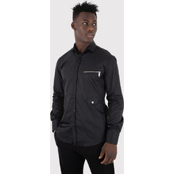 Stefan Ανδρικό Πουκάμισο Βαμβακερό Μακρυμάνικο Slim Fit Μαύρο 9028-F/W22