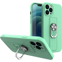 Ring Case silicone case with finger grip and stand for iPhone 12 mini mint
