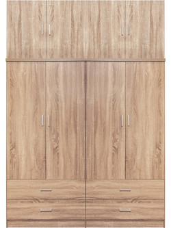 HomeMarkt Τετράφυλλη Ντουλάπα Ρούχων με Πατάρι Sonoma 160x42x241cm HM11352.02