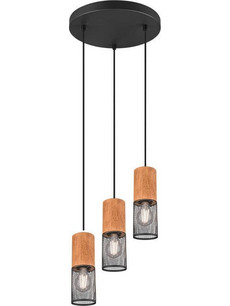 Trio Lighting Tosh Μοντέρνο Κρεμαστό Φωτιστικό Τρίφωτο με Ντουί E27 Καφέ 4017807467512