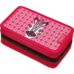 Herlitz Cute Animals Zebra Κασετίνα Γεμάτη με 3 Θήκες Κόκκινη 50038800