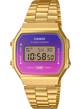 Casio Vintage Ψηφιακό Ανδρικό Ρολόι Χρονογράφος με Χρυσό Μεταλλικό Μπρασελέ A-168WERG-2AEF