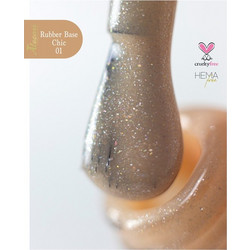 Alezori Chic 01 Rubber Base Glitter Ημιμόνιμο Βερνίκι Νυχιών 15ml