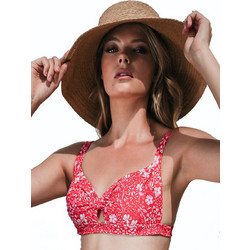 Solano Nala Bikini Top Τριγωνάκι Floral Κόκκινο 10-1424