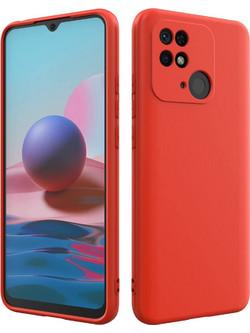 Xiaomi Redmi 10C / Poco C40 - Soft Touch Silicone Cover with Microfiber Interior Camera Protection wine Red (oem)