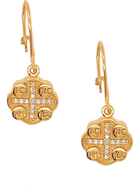 Σκουλαρίκια Anastasios Creations χρυσό ασήμι 925 Κωνσταντινάτα με ζιργκόν FSK835
