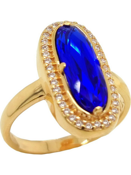 Δαχτυλίδι Anastasios Creations χρυσό ασήμι 925 με Swarovski majestik blue FD737-MB