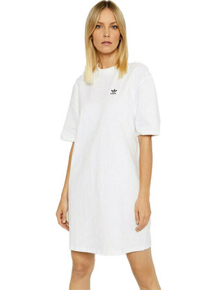 Adidas Adicolor Classics Big Trefoil Tee Mini Καλοκαιρινό Αθλητικό Φόρεμα Λευκό HC2034