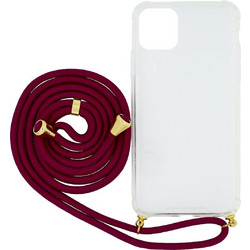 Mercury Strap Back Cover Transparent Burgundy (iPhone 11 Pro Max)