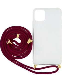 Mercury Strap Back Cover Transparent Burgundy (iPhone 11 Pro Max)