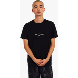 Fred Perry Ανδρική Μπλούζα Embroidered T-Shirt M4580-102 Μαύρο - Γκρι