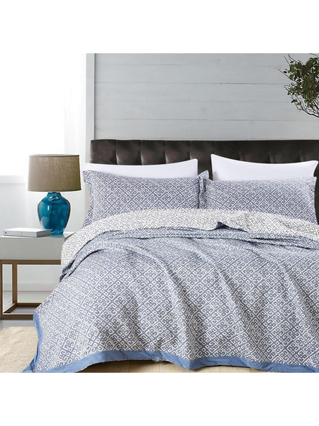 Borea Κουβέρτα Ζακάρ Σετ Roberta Υπέρδιπλη 230 x 245 cm + (2) 50 x 70 cm Μπλε