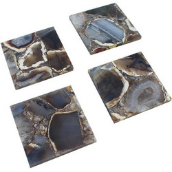 Artekko Agate Σουβέρ από Μαύρο Αχάτη (10x10x1.1)cm 4pcs 44887-BLAC