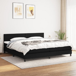 vidaXL Κρεβάτι Boxspring Υφασμάτινο με Στρώμα Μαύρο 200x200cm 3139923