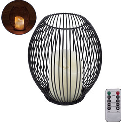 GloboStar(R) CADLE 76496 Διακοσμητικό Realistic Κερί με LED Εφέ Κινούμενης Φλόγας - Μπαταρίας 2 x AA (Δεν Συμπεριλαμβάνονται) & Ασύρματο Χειριστήριο IR Θερμό Λευκό 2700K Dimmable Μαύρο Φ16 x Υ18cm