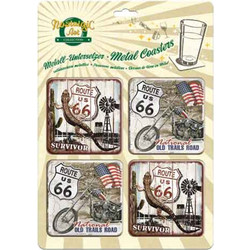 Nostalgic Σετ 4 μεταλλικά σουβερ βαση φελού ROUTE 66 BIKE