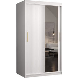 PoliHome Δίφυλλη Ντουλάπα Ρούχων Συρόμενη Riflo Slim 2 με Καθρέπτη Λευκή 100x62x200cm 162575469