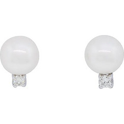 Million Diamonds Γυναικεία Σκουλαρίκια Καρφωτά από Λευκόχρυσο 18K με Πέρλα & Διαμάντι SK14486
