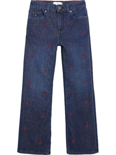 MONOGRAM EMBROIDERY FLARE SLOUCHY FIT JEANS GIRLS TOMMY HILFIGER