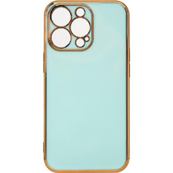 Lighting Color Case for iPhone 12 Pro Max, gel cover with a gold frame, mint