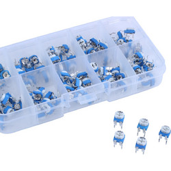 100pcs RM065 Horizontal Trimpot Potentiometer Assortment Kit With Storage Box