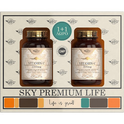 Sky Premium Life Vitamin C 1000mg 60s + Vitamin C 500mg 60 Ταμπλέτες