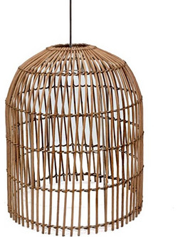 Zaros Rattan Κρεμαστό Φωτιστικό Οροφής Μονόφωτο E27 Μπεζ VT147