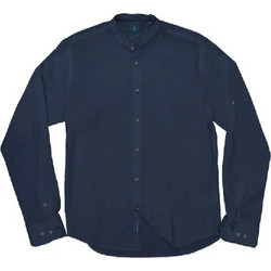 Double Ανδρικό Πουκάμισο Βαμβακερό Μακρυμάνικο Slim Fit με Mao Γιακά Navy Μπλε GS-504VA