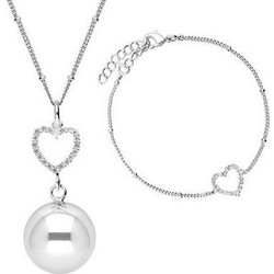Bola Σετ μελωδικό μενταγιόν και βραχιόλι silver heart BOLA-SET_1_SET2