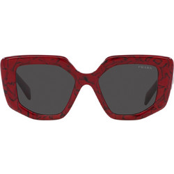 Prada PR 14ZS 15D5/S0 Γυναικεία Γυαλιά Ηλίου Πολυγωνικά Κοκάλινα Κόκκινα με Μαύρο Polarized Φακό