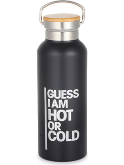 Θερμός Guess με ξύλινο καπάκι χωρητικότητας 500ml σε χρώμα μαύρο