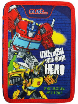 Must Transformers Unlease Your Inner Hero Κασετίνα Γεμάτη με 2 Θήκες Μπλε Κόκκινη 483248