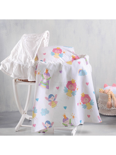 Rythmos Fairies Βρεφικό Σεντόνι Λίκνου Βαμβακερό 80x110 White