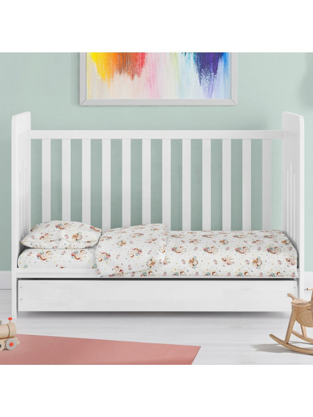 Dimcol Unicorn 209 Σετ Βρεφικά Σεντόνια Κούνιας Βαμβακερά 120x160 White/Salmon