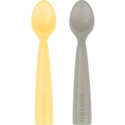 Minikoioi Scooper Σετ Βρεφικά Κουτάλια Σιλικόνης 6m+ Yellow/Grey 2τμχ