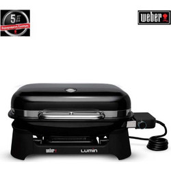 Weber Lumin 2000 Black 92010979 Ηλεκτρική Ψησταριά Πλάκας 2200W με Καπάκι και Ρυθμιζόμενο Θερμοστάτη 49.5x33.5cm